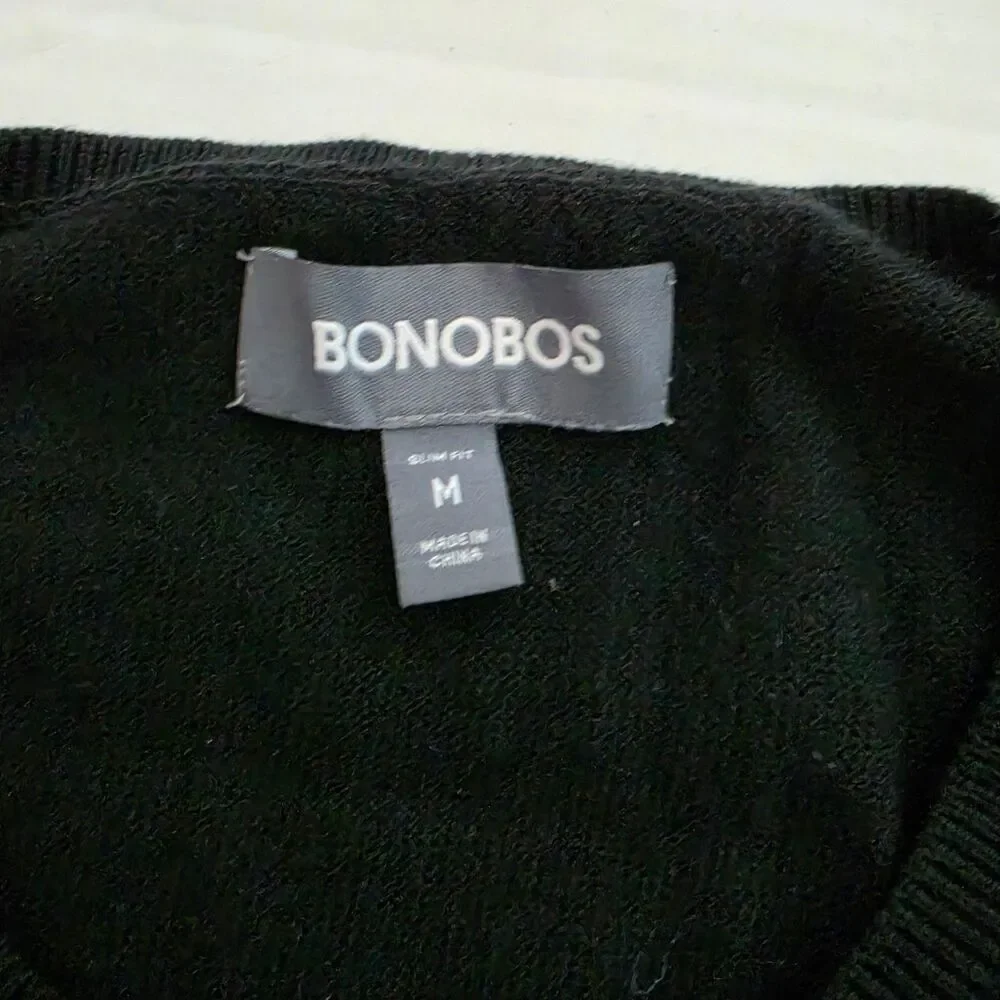Bonobos Men's Extra Fine Merino Wool Sweater Black Size Medium Round neck